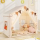 image 2 of COSTWAY Kids Play Tent 3-4 Kids Large Play Tent House w/2 Opening Doors-Beige