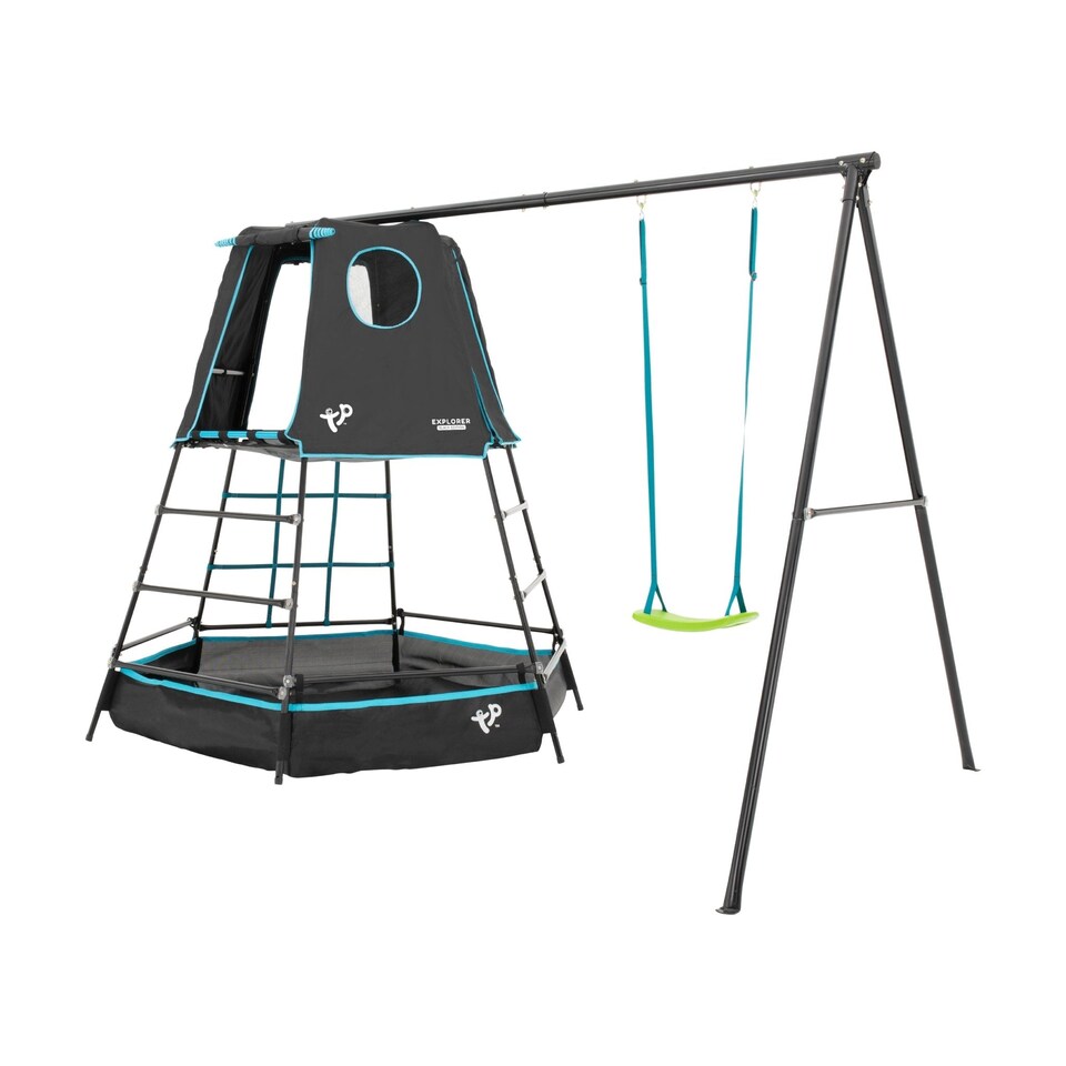 image 1 of TP Explorer Metal Climbing Frame Set & Swing Black Edition