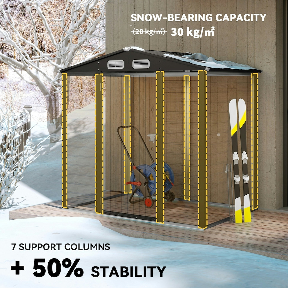image 1 of Outsunny 6.2 x 4.3ft Garden Metal Shed with Vent for Garden, Patio, Oak 