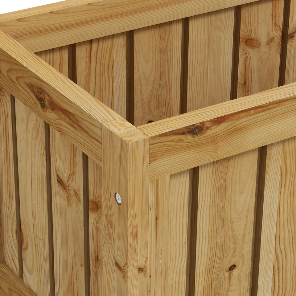 image 1 of Outsunny Wooden Trellis Planter, Raised Garden Bed with Wheels, Natural