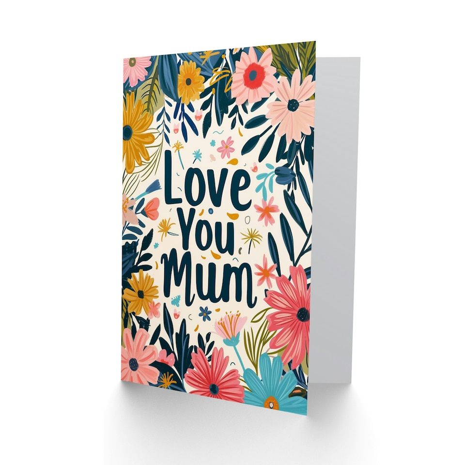 image 1 of Mothers Day Card Love You Bright Floral Flowers Mum Card