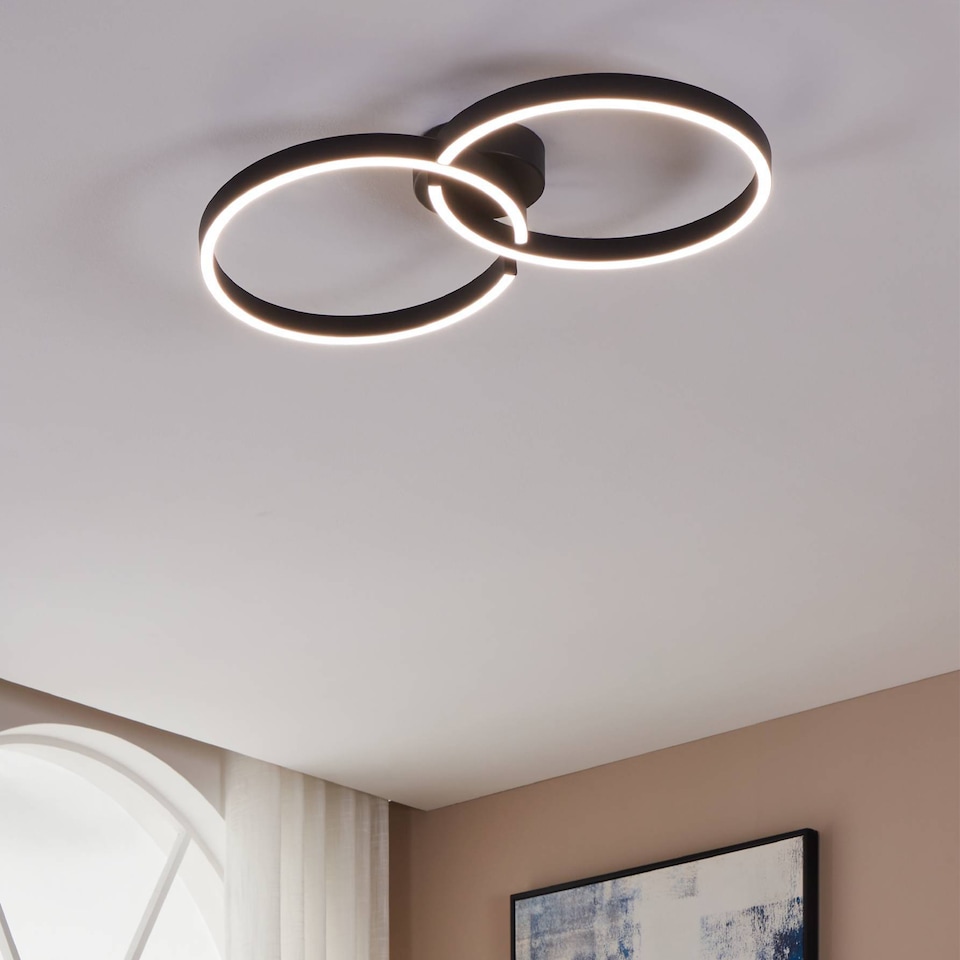 image 1 of EGLO Amandolo Black LED Aluminium & Steel Ceiling Light