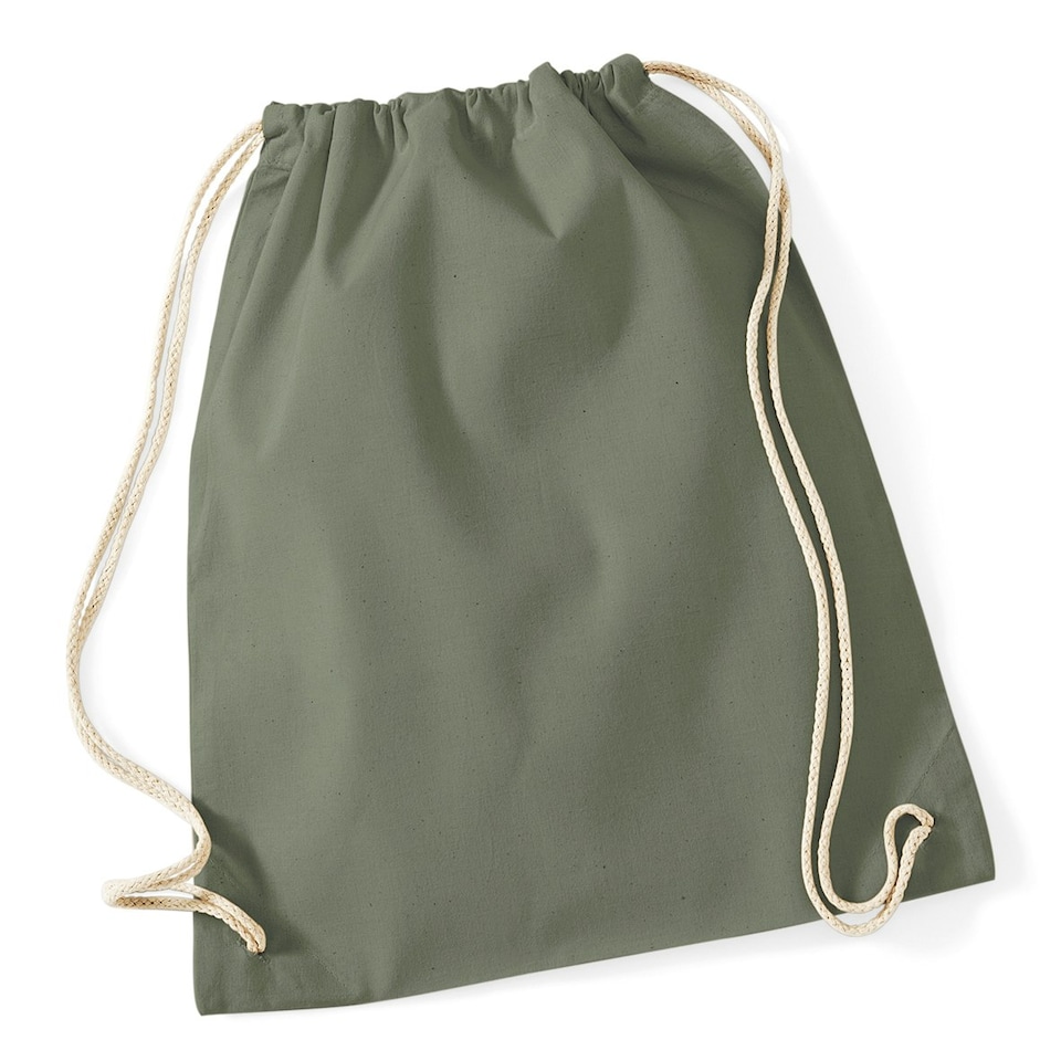 Westford Mill Cotton Gymsac Bag - 12 Litres - Olive - One Size | Multi | One Size