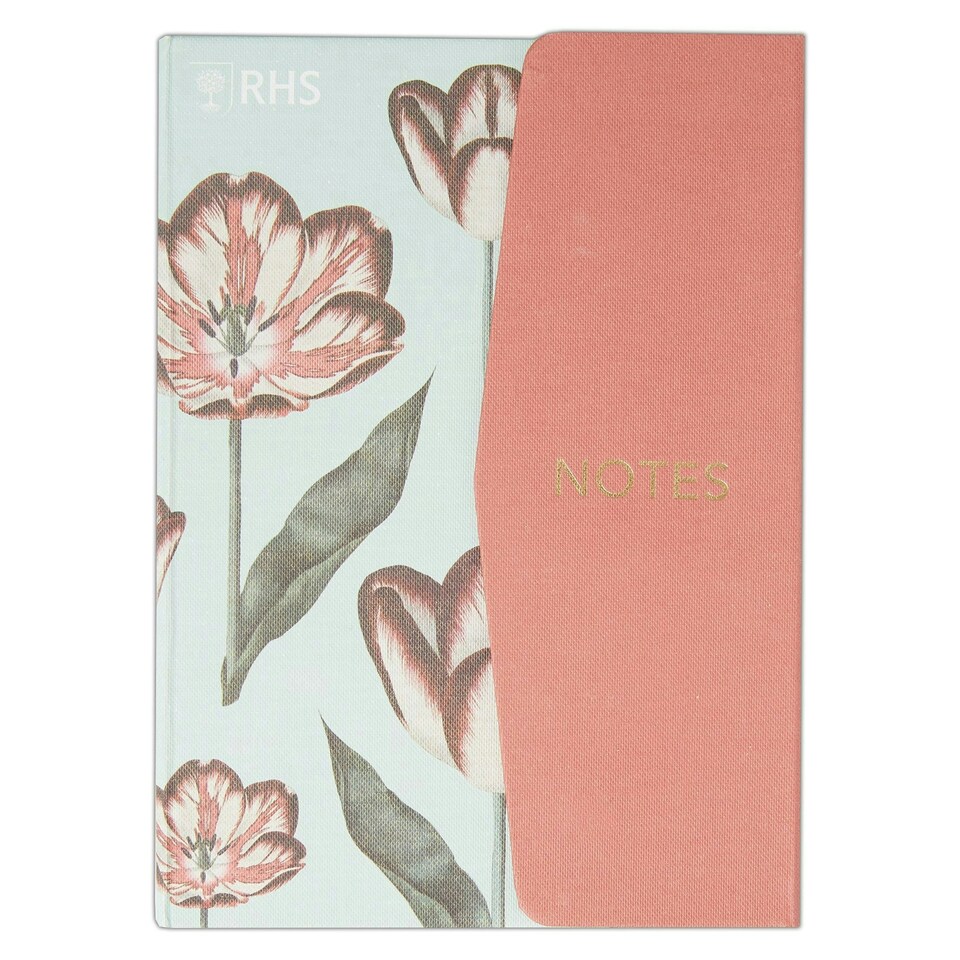 image 1 of RHS Magnetic Cover Notebook, Tulips, Multicoloured, 20.8 x 15 x 1.8cm
