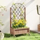 image 2 of Outsunny Wooden Raised Bed, Outdoor Planter Box  Metal Trellis | Brown | Brown