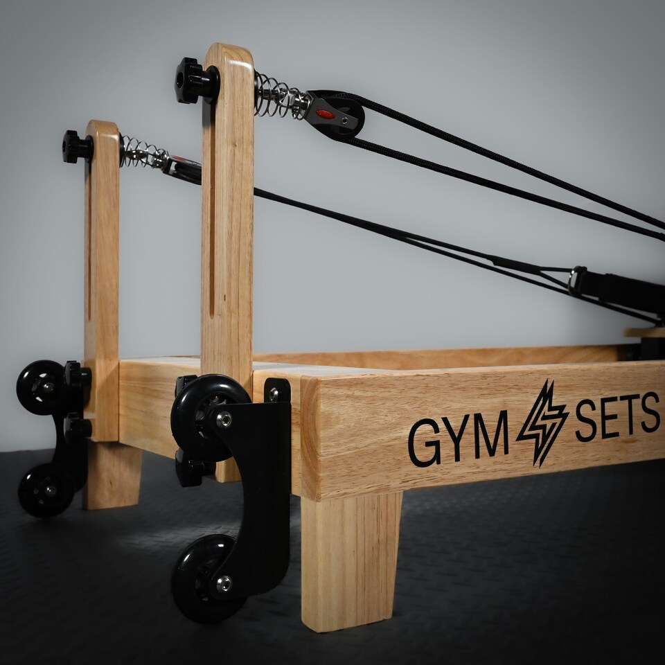 image 1 of GYM SETS Oak Reformer Pilates Studio Machine | Pink