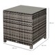 image 5 of Outsunny Patio PE Rattan Side Table, Square Outdoor Coffee Table w Tempered Glass Top, Mixed Grey