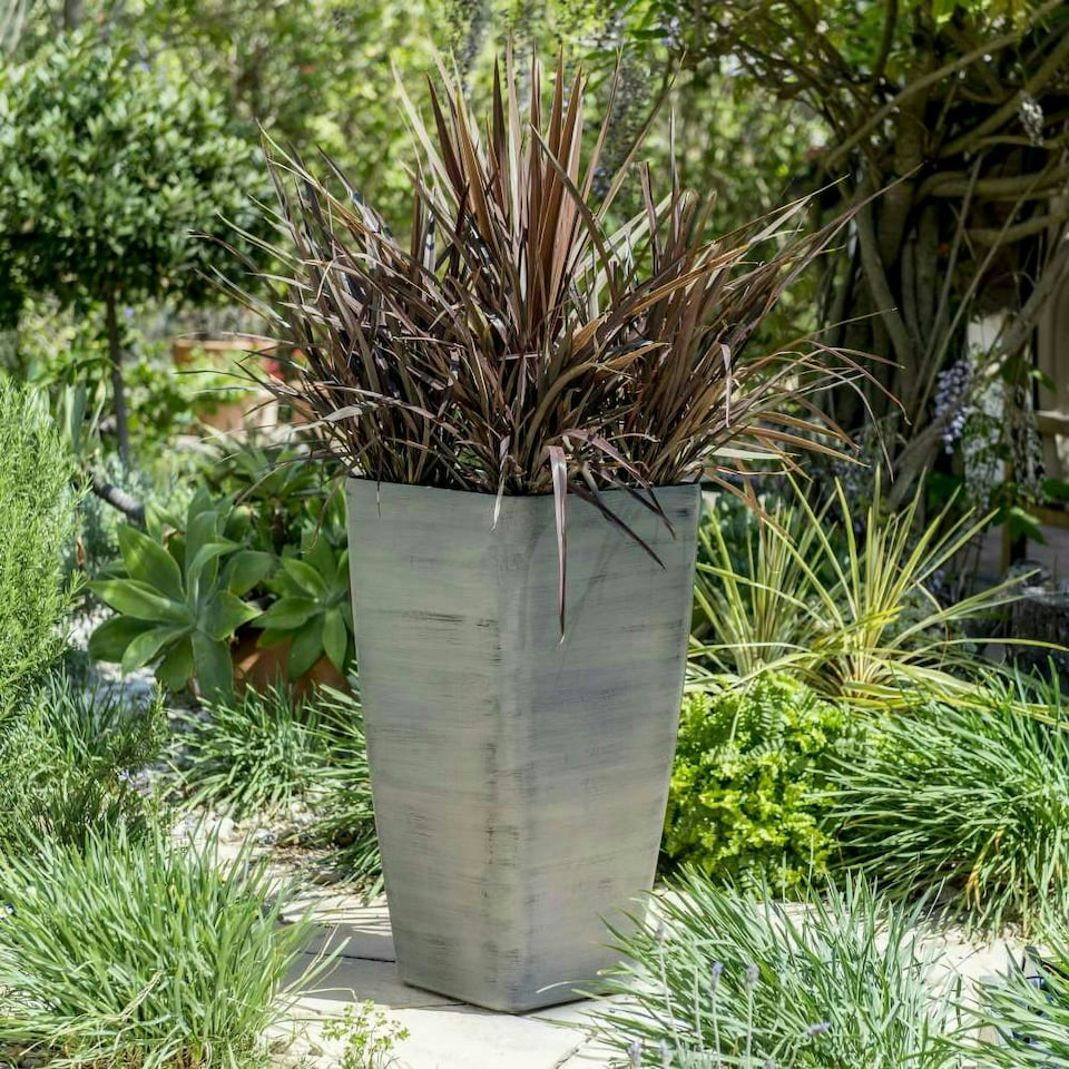 image 1 of Primrose White Cortina Grey Flared Square Planter 76cm