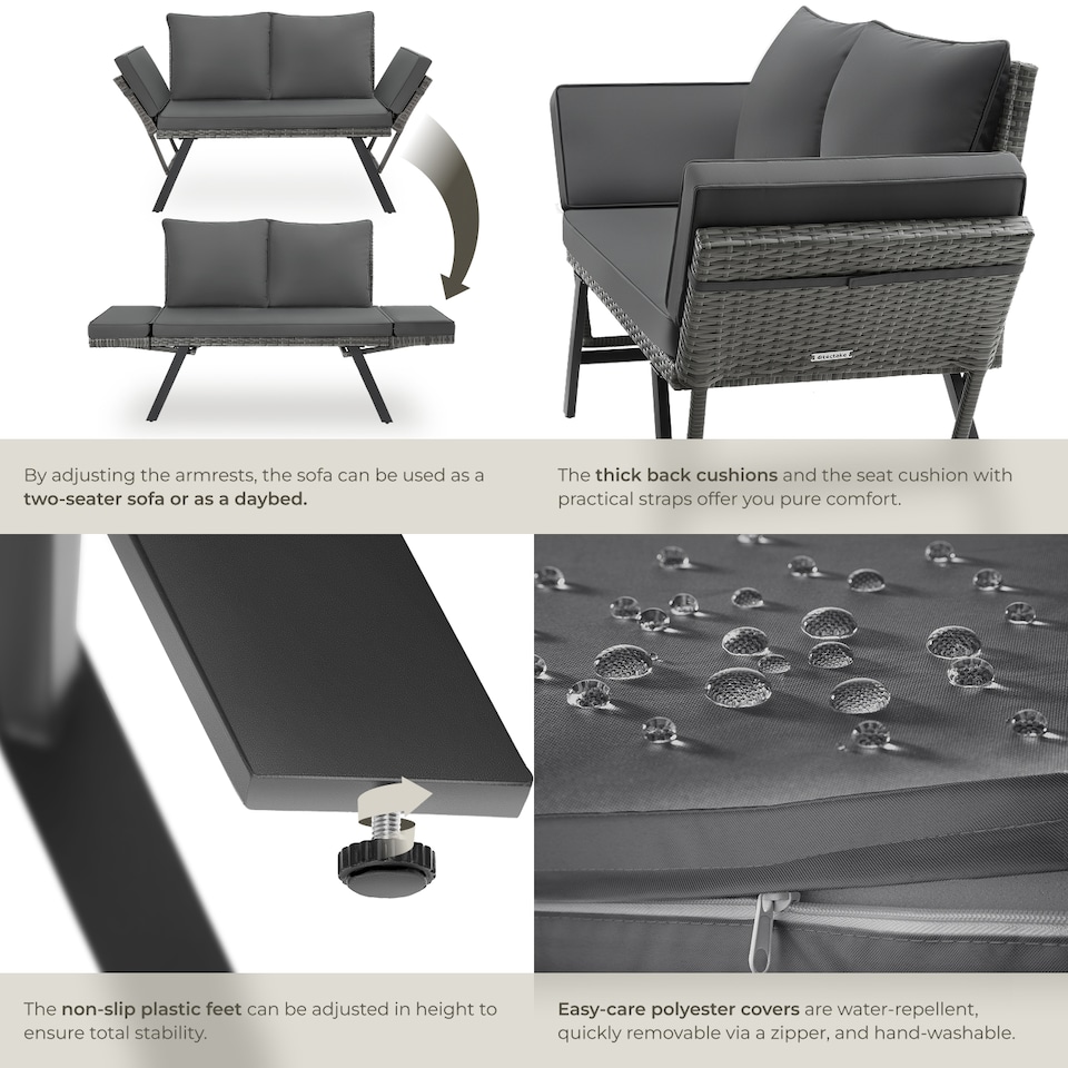 image 1 of Garden Sofa Sintra - multi-functional, UV and weather resistant | Grey | grey | 61 x 157 x 89 cm | 1