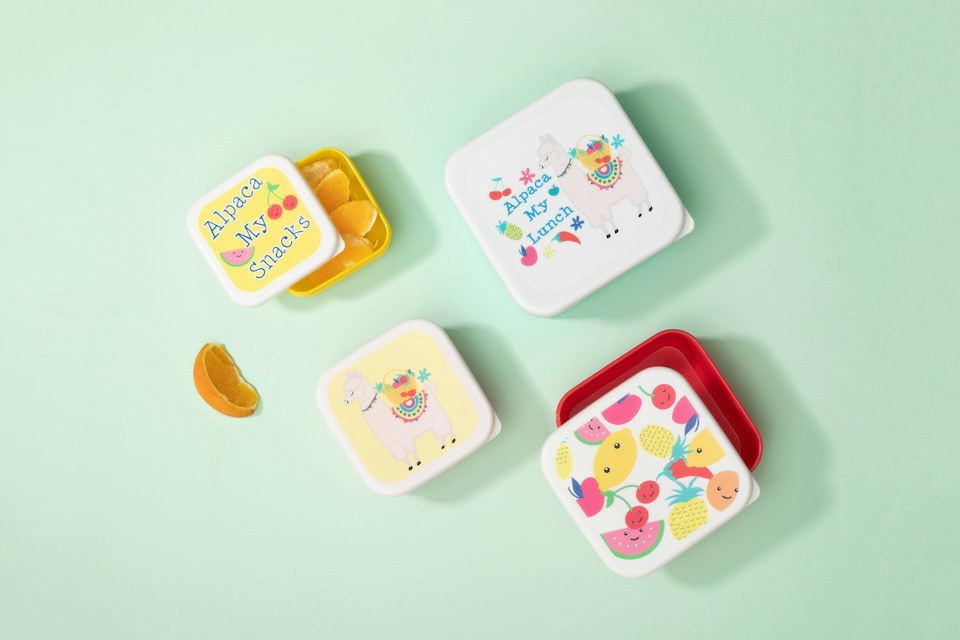 image 1 of Interiors by Premier Stackable Design Set Of 4 Fruity Alpaca Lunch Boxes, Versatile Assortment Of Multisized PP Lunch Boxes