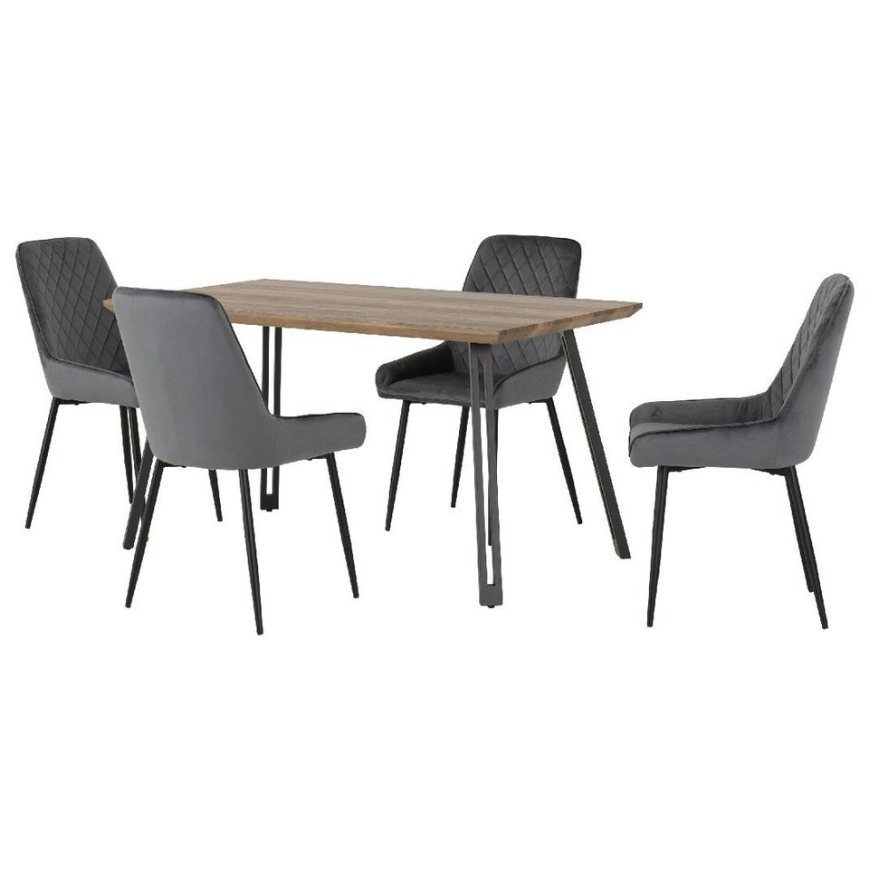 image 1 of Quebec Straight Edge Dining Set with 4 Avery Chairs Grey
