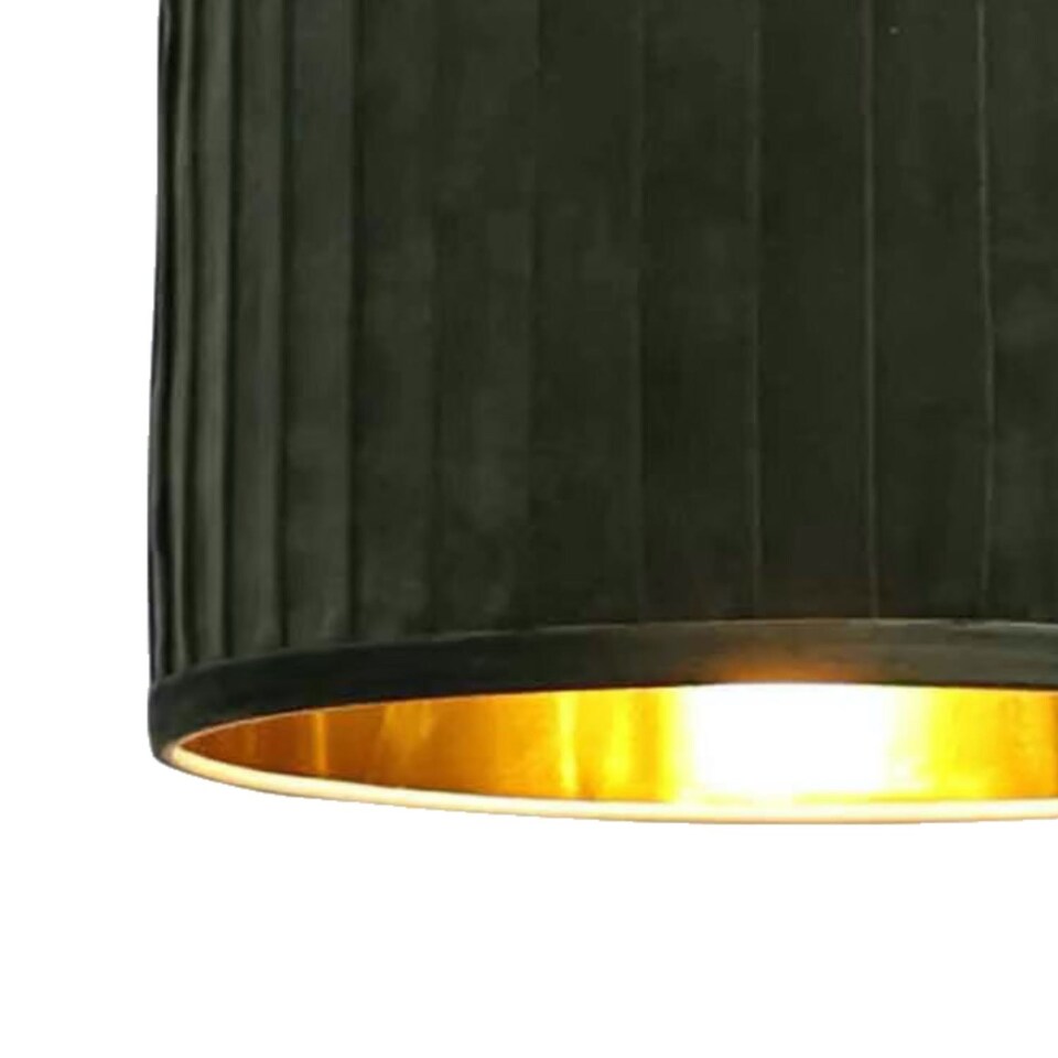 image 1 of Sundance - Dark Green Velvet Pleated 30cm Lamp Shade with Gold Inner | Green | Gold | Large | 1