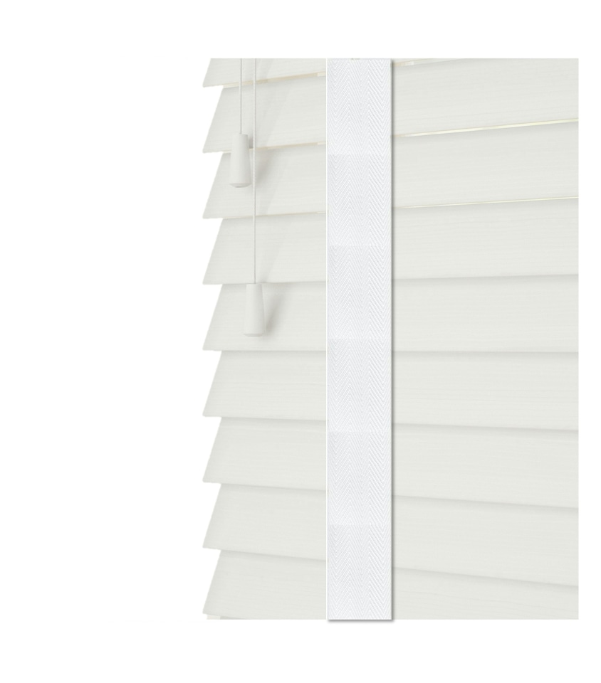image 1 of 90cm Ultra White Faux Wood Venetian Blinds with Tapes (120cm Drop) | White | White