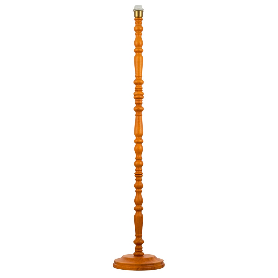 image 1 of Classic Oak Wooden Standing Floor Lamp Base with Intricate Pole Design