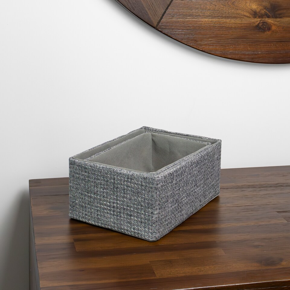 image 1 of JVL Chroma Set of 2 Rectangular Storage Baskets, Home Tidy Solution, Grey