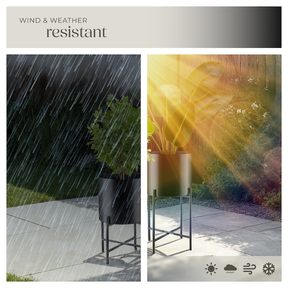 image 1 of Plant Stands Kalmar, set of 2 decorative plant pots in black steel | Black | black | 31 x 31 x 56 cm | 1