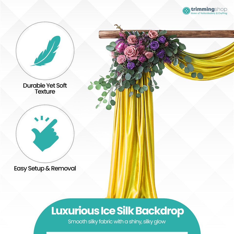 image 1 of 10m Ice Silk Fabric, Satin Material Silk Overlay, Backdrop Fabric