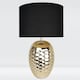 image 1 of First Choice Lighting Textured Ceramic Bedside Table Light with Pale Gold Plated Finish and Black Textured Cotton Fabric Shade Gold | Black