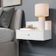 image 2 of Pair of Kelly Wall-Mounted Bedside Cabinets with Drawer - Modern Floating Bedside Tables | White | White | One Size | 2