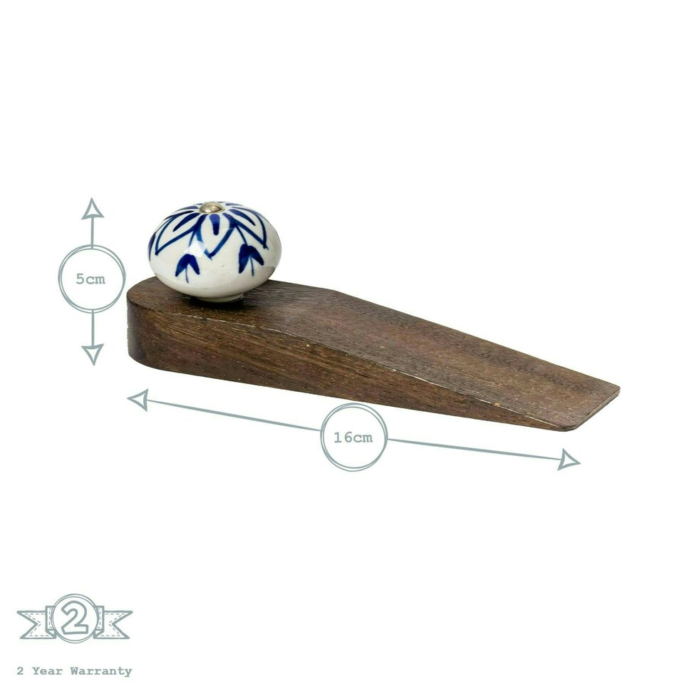 image 1 of Nicola Spring Wooden Door Stops - Black Flower - Pack of 3