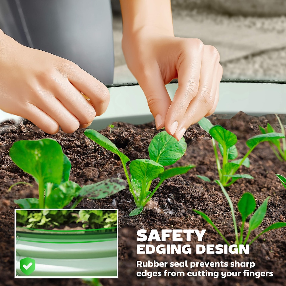 image 1 of Outsunny Set of 2 Raised Garden Bed Metal Planter Box with Safety Edging, Green | Green | Green