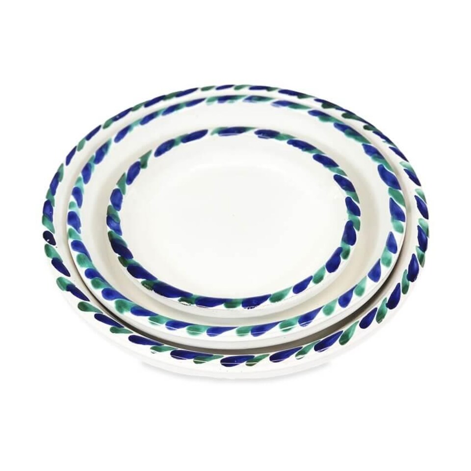 image 1 of Verano Spanish Ceramics Set of 3 Plant Pots & Drainage Plates - 16-29cm Granada