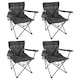 image 1 of Harbour Housewares Folding Canvas Camping Chairs - Matt Black/Black - Pack of 4