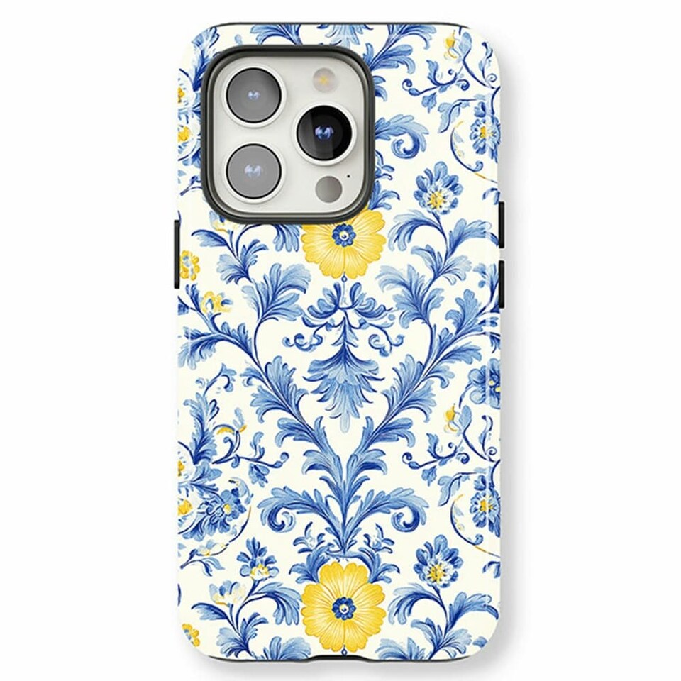 image 1 of Blue And Yellow Floral Phone Case | Blue | iPhone 16 Pro
Tough | iPhone 16 Pro
Tough