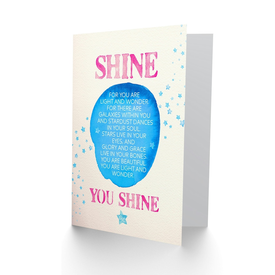 image 1 of Quote Shine Kids Love Pink Stars Quote Blank Just to Say Card