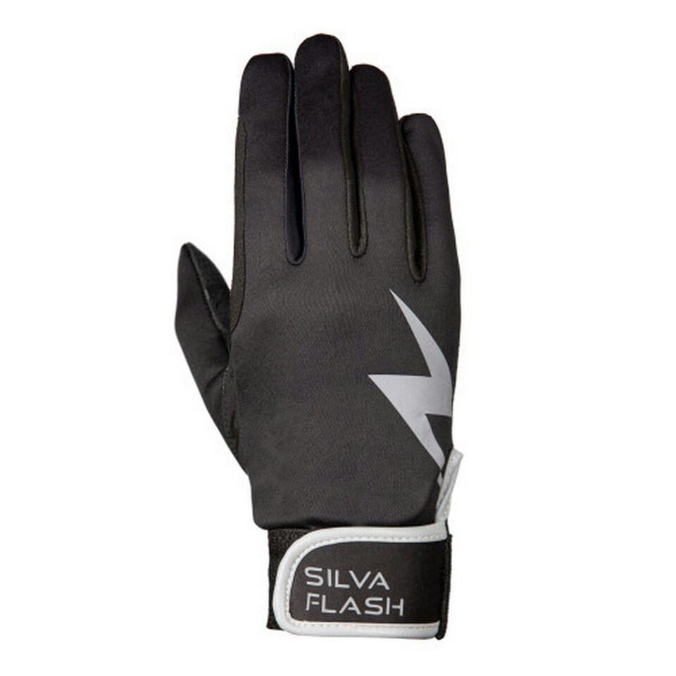image 1 of Hy Unisex Adult Silva Flash Riding Gloves - Black/Silver Reflective - M | Black | M