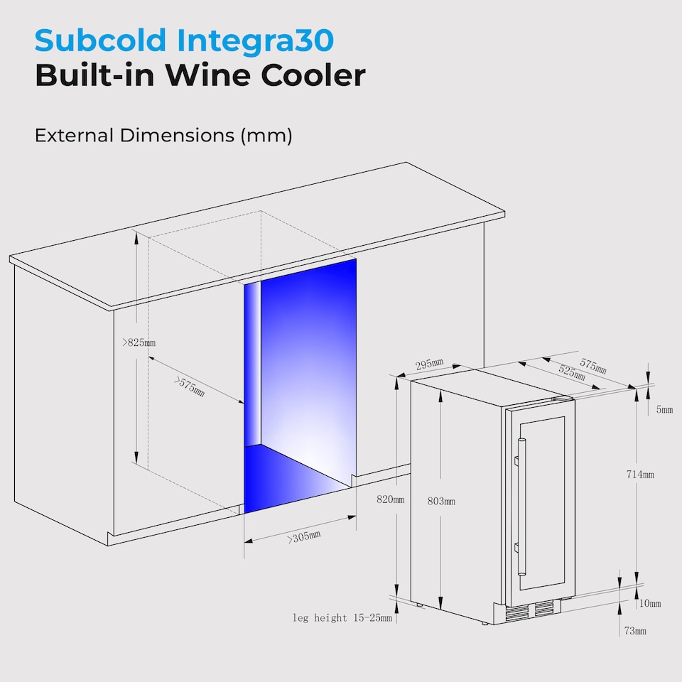 image 1 of Subcold Integra30 Integrated Wine and Drinks Cooler 58 Litre Net Capacity