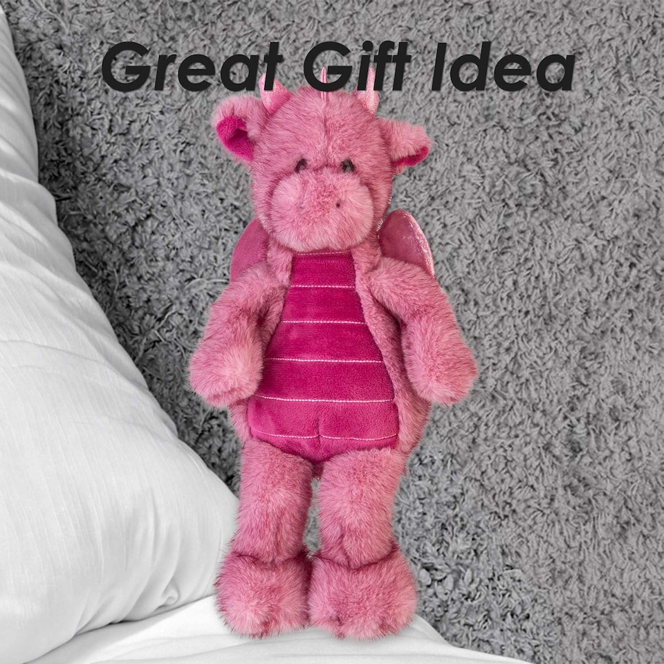 image 1 of PMS Gorgeous George Luxury Dragon Soft Toy Two Tone Pink - 23cm x 12cm
