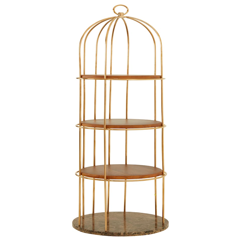 image 1 of Interiors by Premier Stylish Large Cage Design Bookshelf, Durable Bird Cage Design Book Storage Shelf, Spacious Tall Book Shelf Gold
