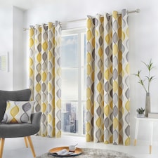 Fusion Lennox Eyelet Curtains Grey/Ochre