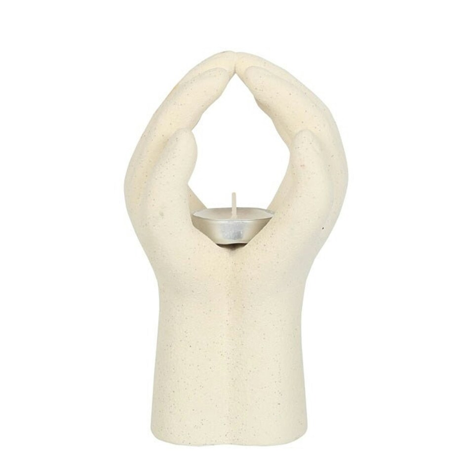 image 1 of Something Different Praying Hands Tealight Holder - White - One Size