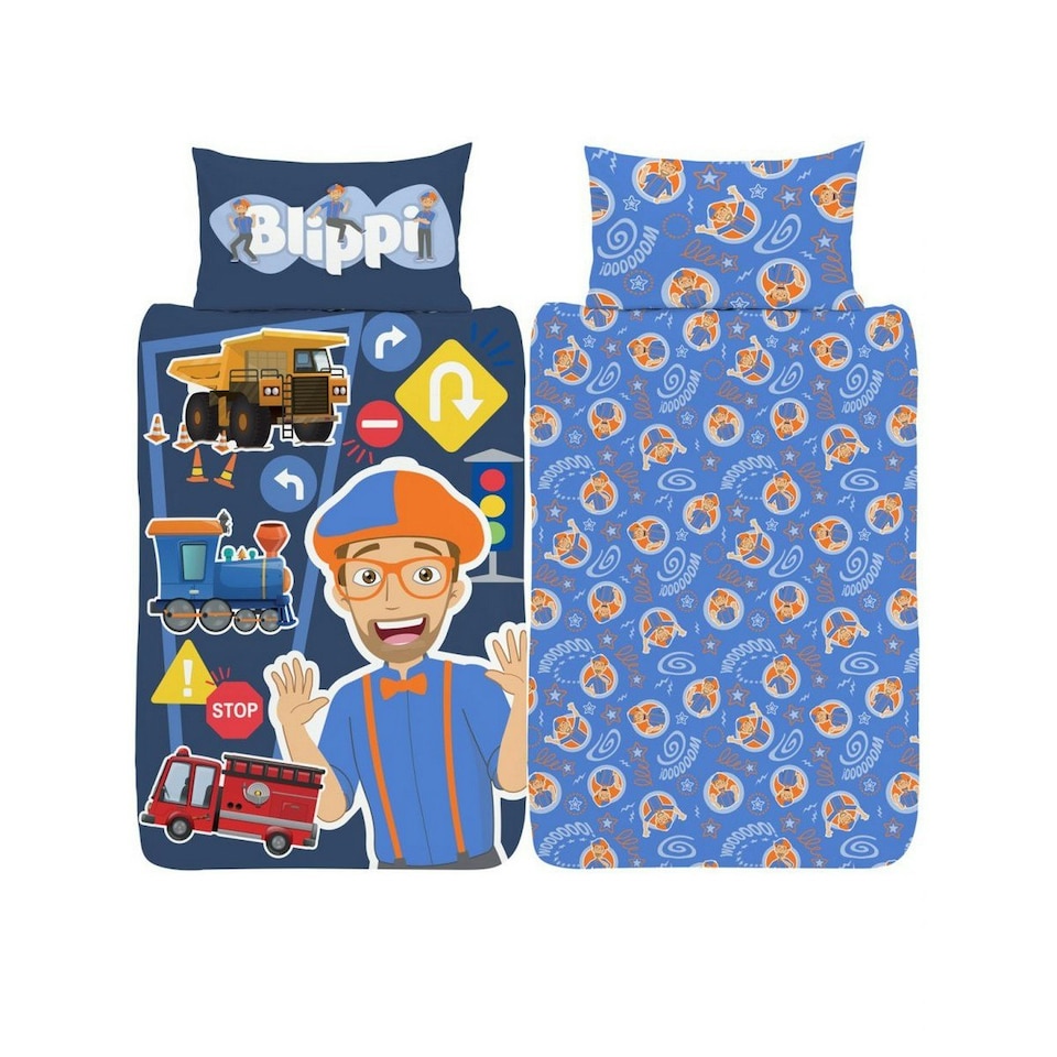image 1 of Blippi Wooooo! Duvet Cover Set - Blue/Orange - Junior Blue | Single