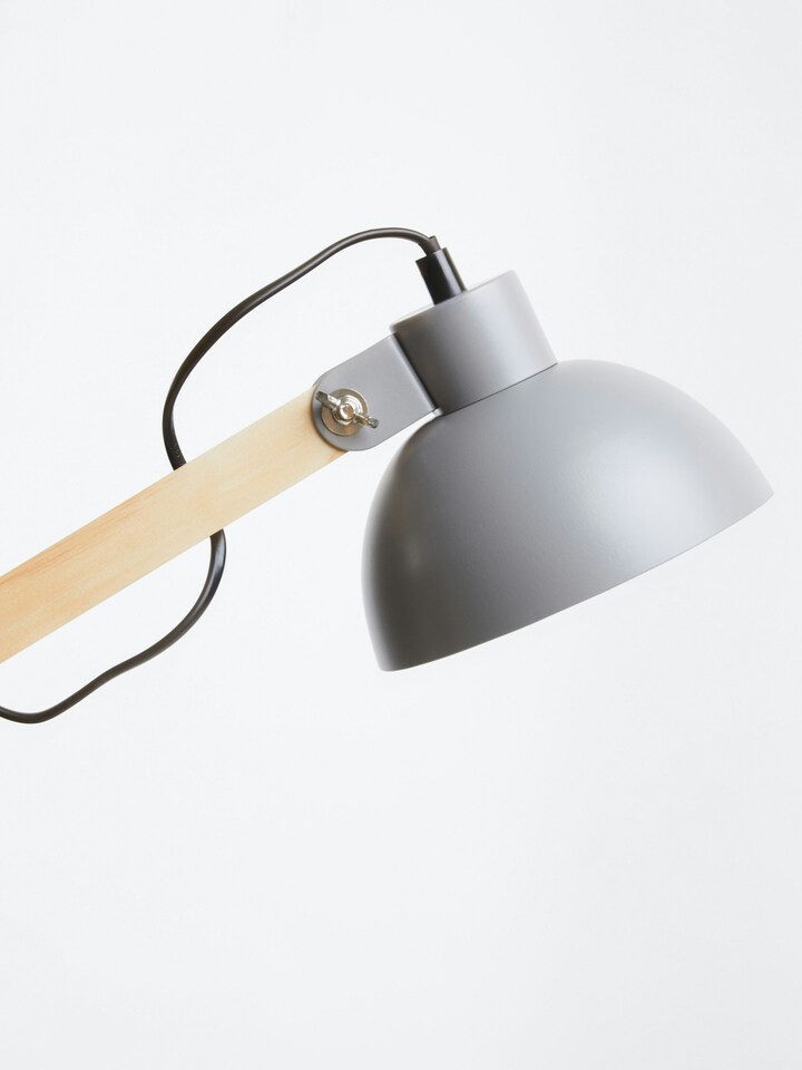 image 1 of Interiors by Premier Ambiant Grey Wood And Metal Table Lamp, Versatile Bedside Table Lamp, Modern Rustic Livingroom Table Lamp