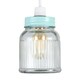 image 2 of ValueLights Retro Style Duck Egg Blue and Clear Glass Ribbed Pattern Design Jar Ceiling Pendant Light Shade