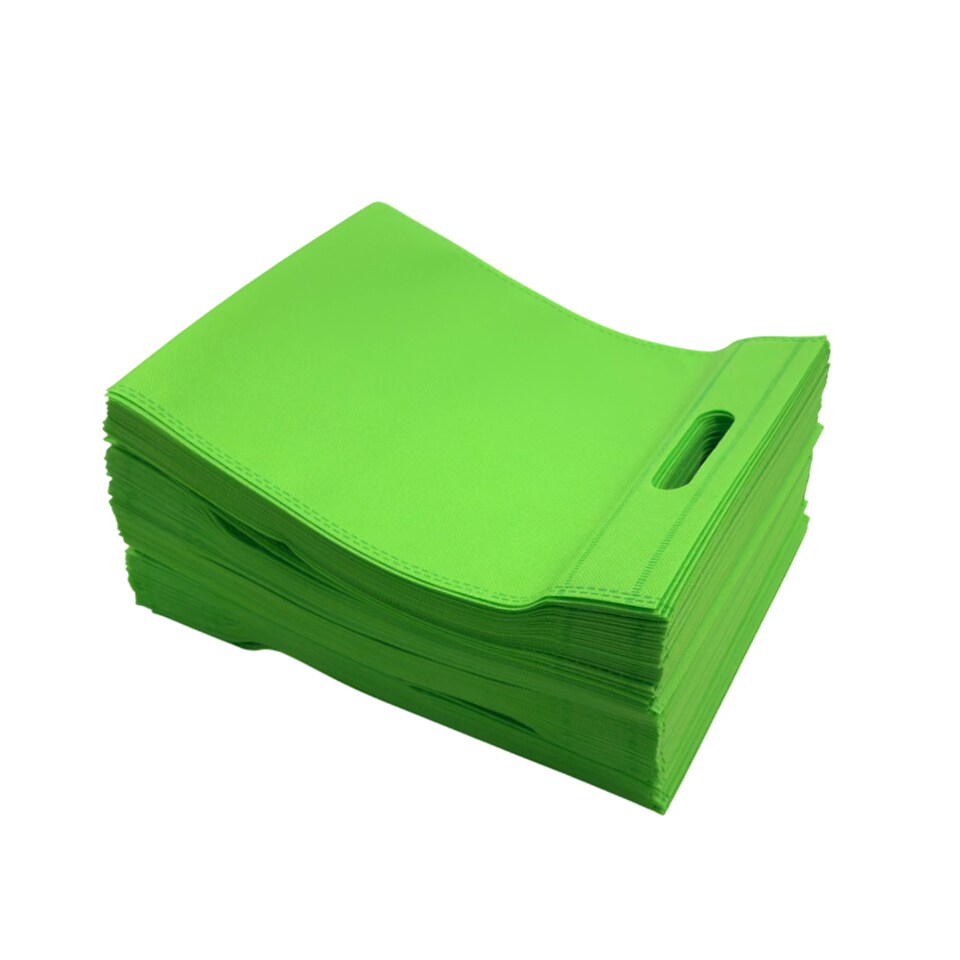 image 1 of Pack of 25 Light Green Coloured 30x25cm Non-Woven Patch Handle Bags | Green