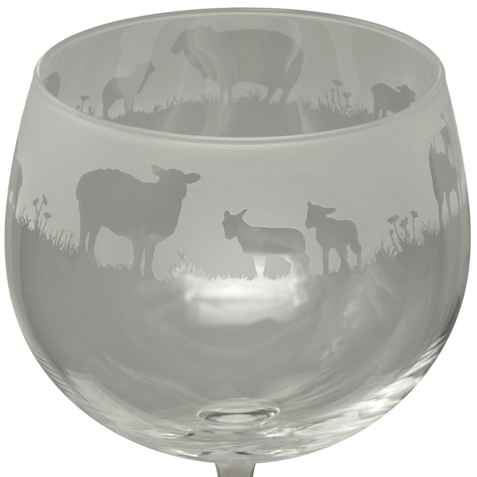 Animo Glass Etched Gin Balloon Glass Sheep