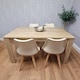 image 2 of Dining Table Set Oak Effect Table With 4 Cream Plastic Chairs Dining Room Furniture | Cream | One Size | 5