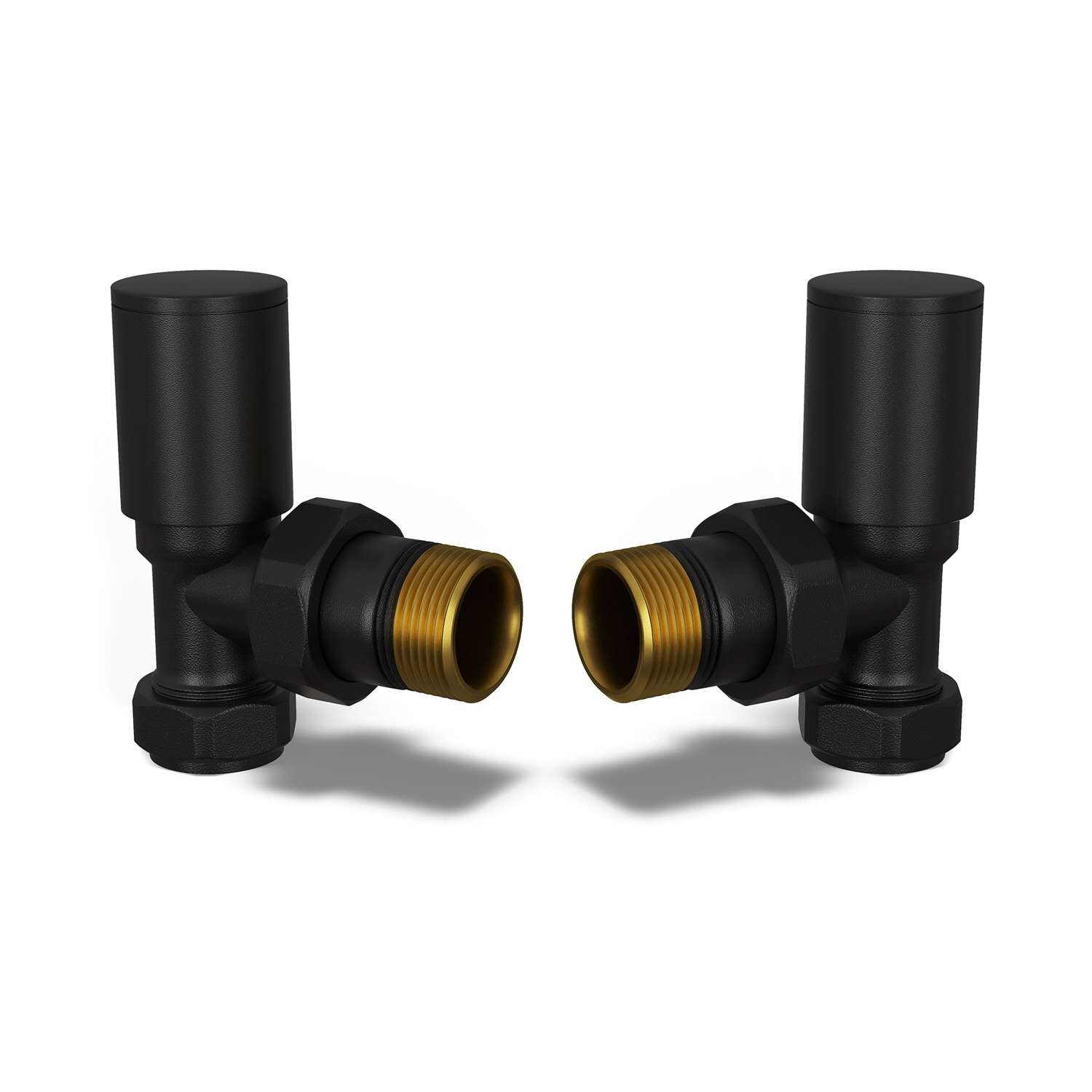 Round Radiator Valve Angled - Black - 10mm