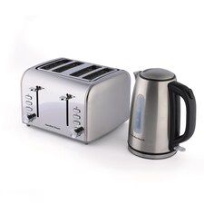 Hamilton Beach Rise Brushed Kettle & 4 Slice Toaster Set | Silver | Silver | 1