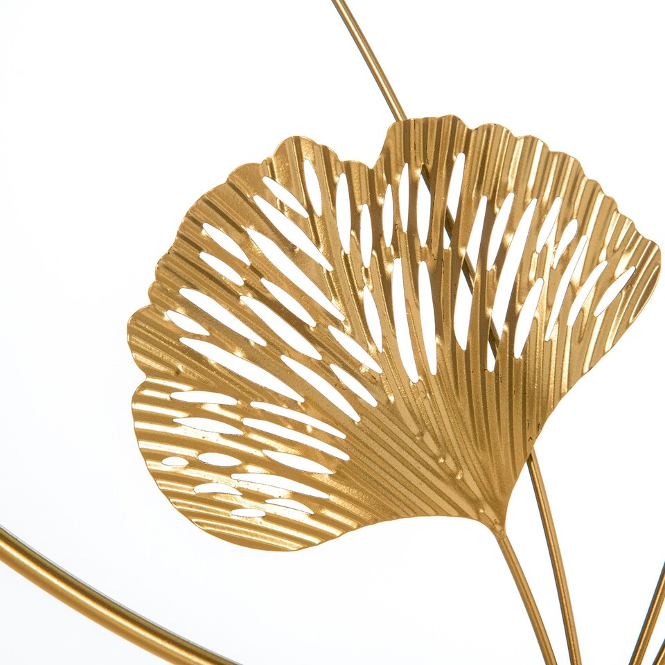 image 1 of HOMCOM Minimalist Metal Wall Art Ginkgo Leaves Hanging Wall Sculpture, Gold