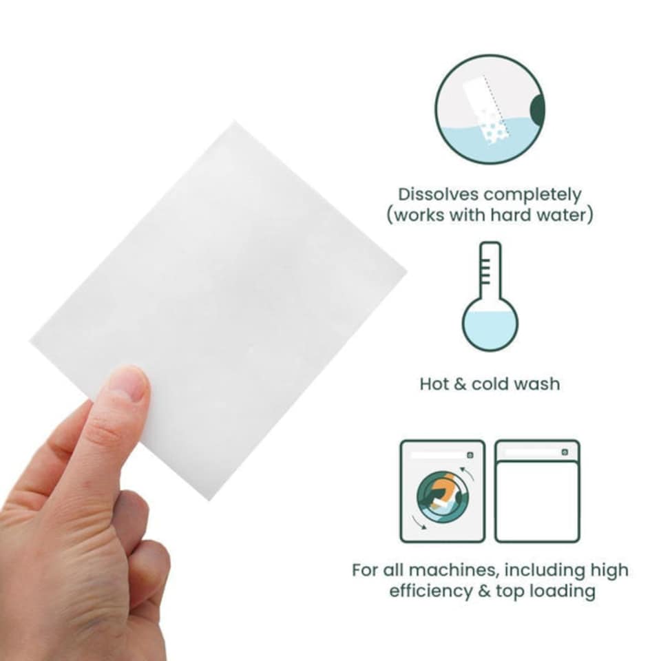 image 1 of EcoVibe Dissolvable Laundry Detergent Strips (32 Loads, Fresh Linen Scent)