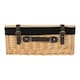image 2 of 41cm Buff Black Lined Willow Empty Picnic Basket with Pinewood Lid | Brown | Black | M | 1