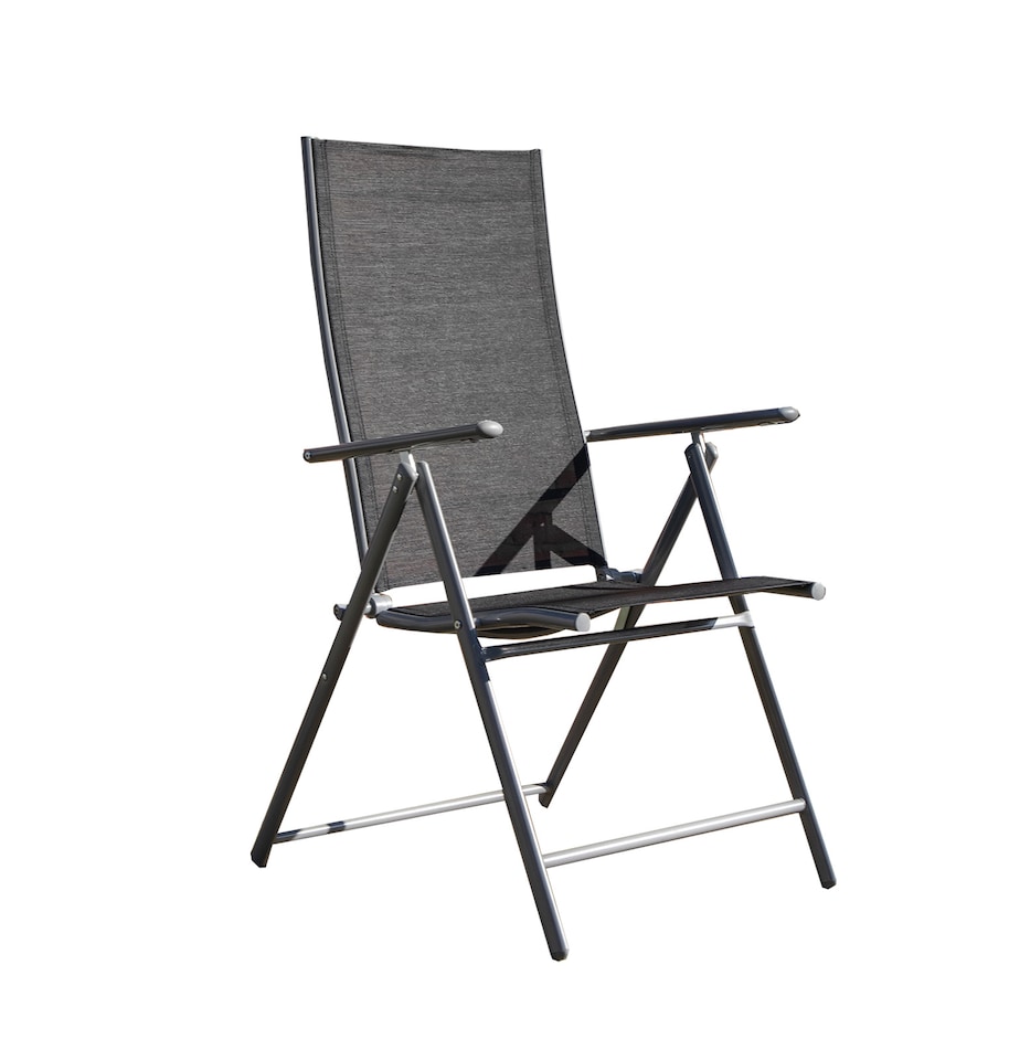 image 1 of Outdoor Garden Patio Multi Position Reclining Folding Chair in Black and Silver | Grey | Grey