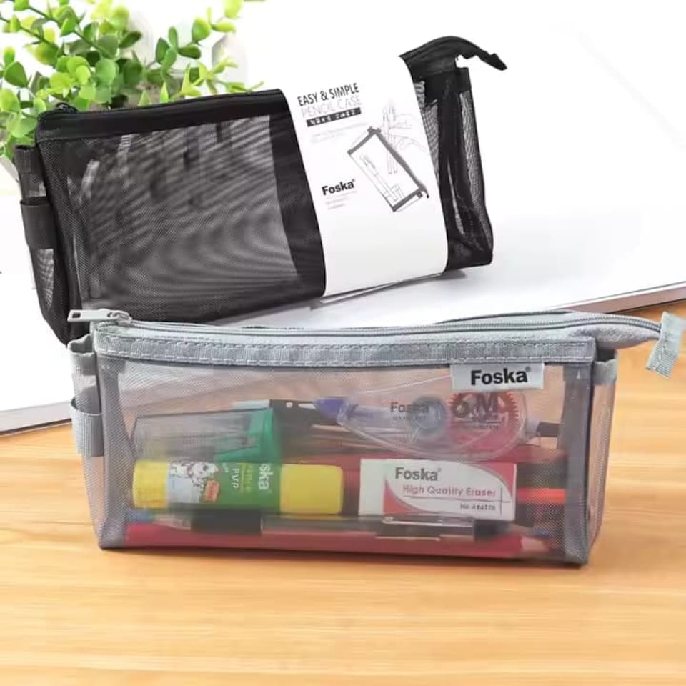 image 1 of Single Multipurpose Nylon Net Yarn Student Pencil Case | Multi