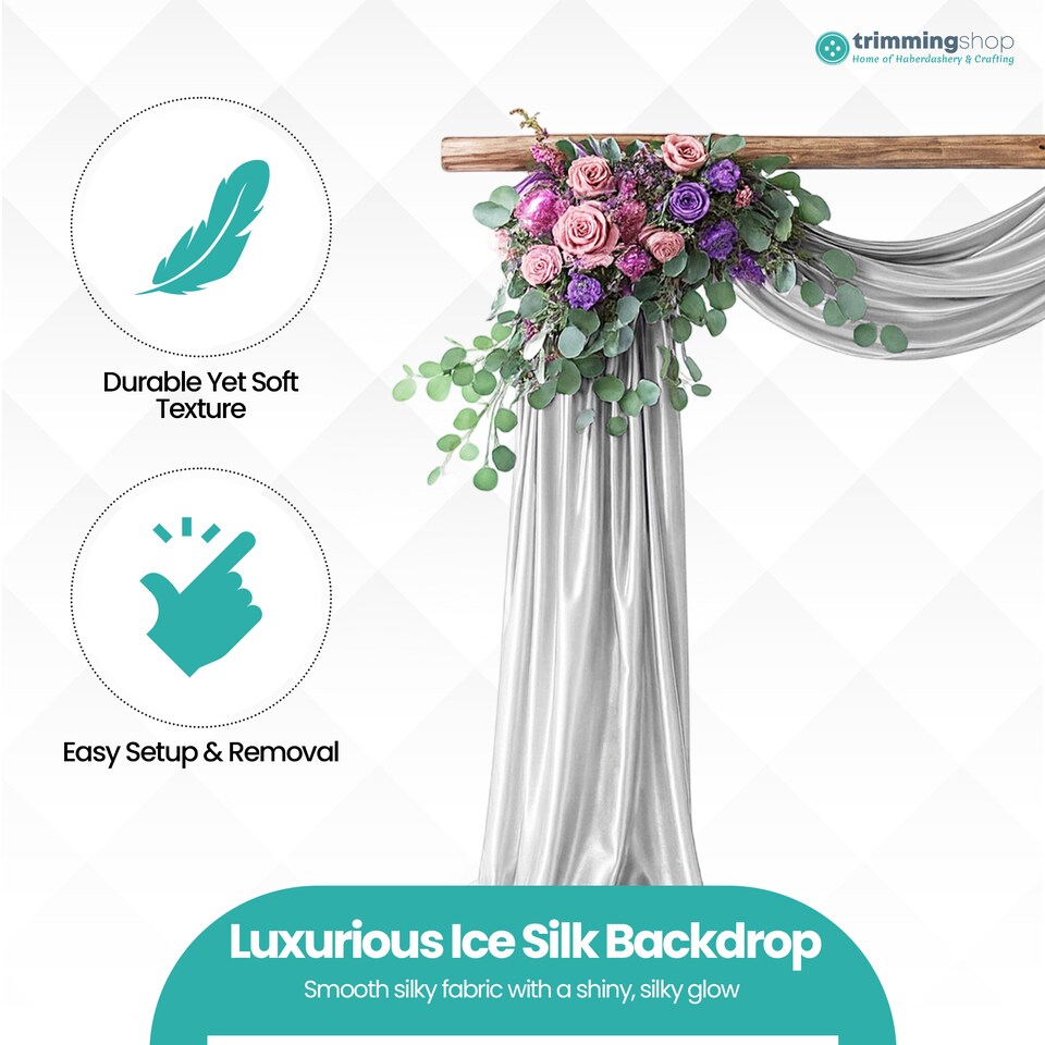 image 1 of 10m Ice Silk Fabric, Satin Material Silk Overlay, Backdrop Fabric