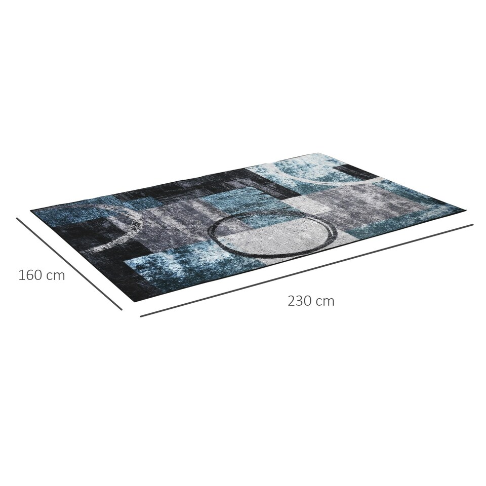 image 1 of HOMCOM Large Blue Area Rug, Geometric Carpet for Living Room Bedroom, 160x230cm